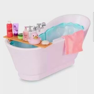 American Girl Pink Doll Bathtub Playset with Accessories